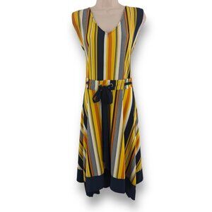 Size 3X 22 24 STRIPED DRAWSTRING‎ WAIST HANDKERCHIEF HEM DRESS Summer Plus Size